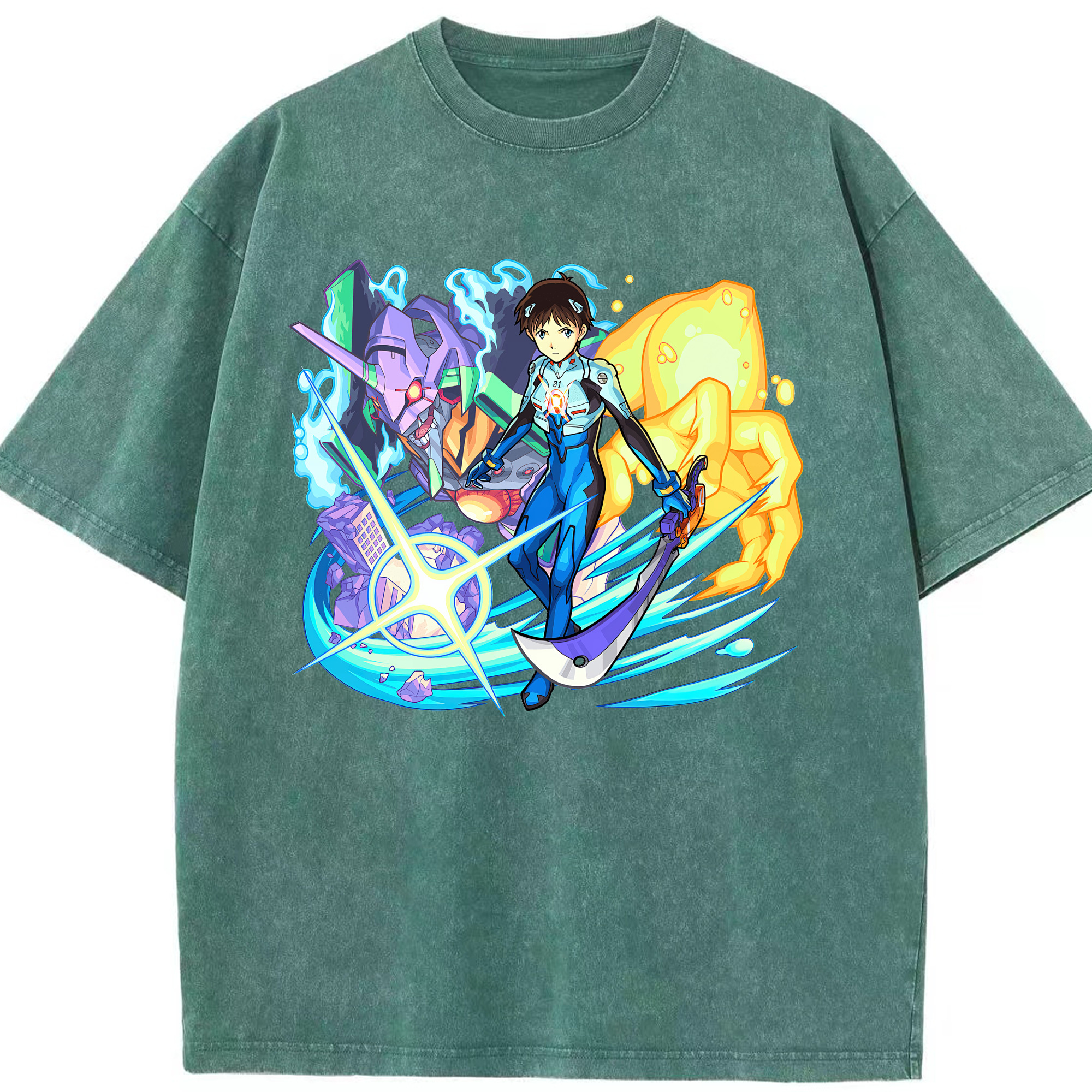 （画像用） EVA 新世紀エヴァンゲリオン 綿100% ヴィンテージ風 半袖Tシャツ（フロントプリント）